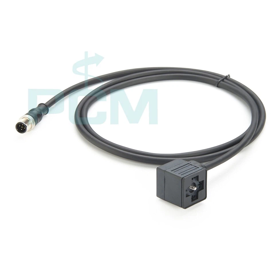 Industrial DIN 43650 Solenoid Valve To M12 Circular Connector Sensor Cable